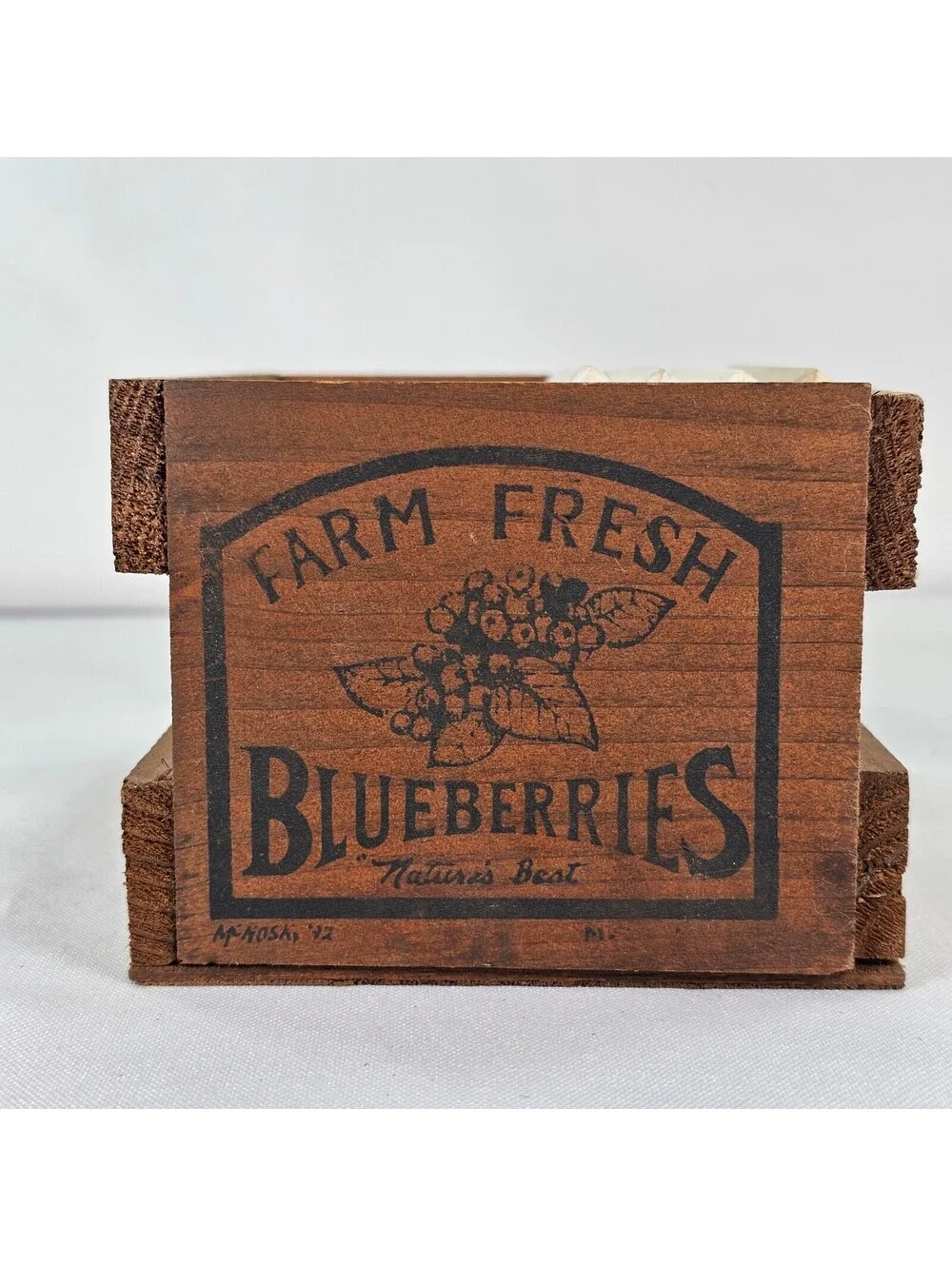Vtg Michigan Wolverines Coaster Set of 4 w/ Rustic Wood Crate Holder Farm Fresh